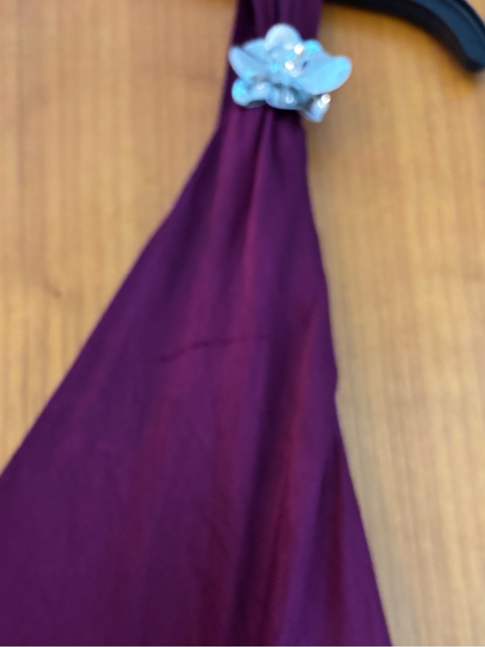 Anthropologie Satin Burgundy Slip Dress with Decorative Shoulder Accents - Picture 3 of 6